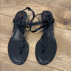 DVF black sandals, excellent condition